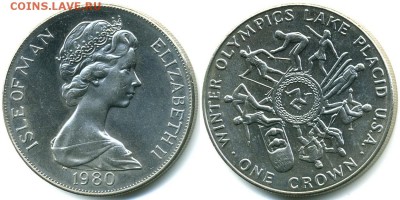 Остров Мэн 1 крона 1980 Олимпиада в Лейк-Плэсид США - 525fe2651910a