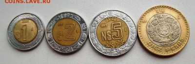 биметалл! Мексика набор 1$ 2$ 5$ 10$ - 100_4929