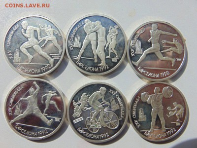 6 монет "сувенирные копии юбилейных рублей Барселона" - image