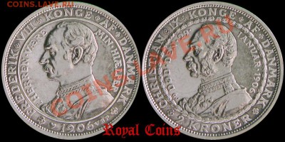 2 КРОНЫ 1906 ДАНИЯ ФРЕДЕРИК VIII AUNC - 1906