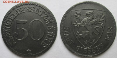 Нотгельды Германии. Обзорная тема. - 50 пф. 1918г. Гисен, цинк
