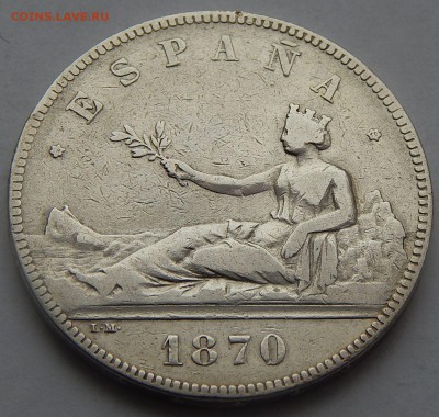 Испания 5 песет 1870, до 30.05.16 в 22:00 МСК - 4414
