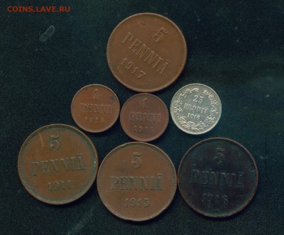 1-25 пенни Финляндия 1911-1917гг (7 шт) до 26.05.16г - фин