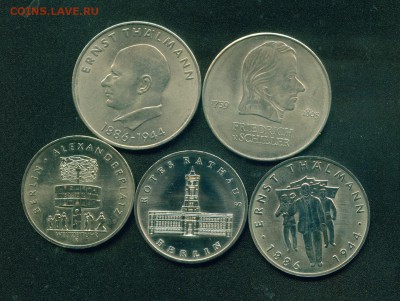 5 юбилейных монет ГДР 5-10-20 марок 1971-1987гг до 26.05.16г - гдр