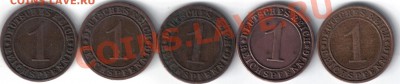 Германия 1 рейхспфенниг 1928F,G,30G,D,35A до 14.11 21.00мск - Германия 1 пфенниг 1928-35-2