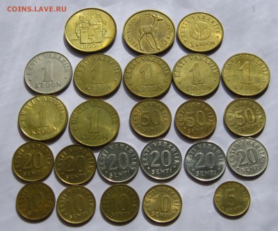 ЭСТОНИЯ 24 монеты 1,5 крон, 5,10,20,50 сенти 1991-2008. - 003.JPG