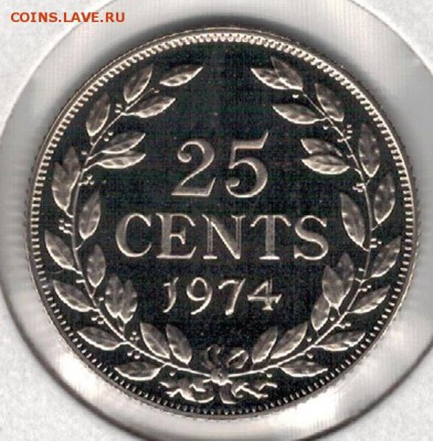 Либерия 25 центов 1974 ДО 31.05.16 В 22.00МСК - 4-либ25а