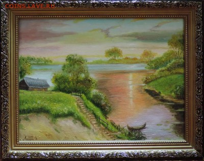 КАРТИНА "Избушка на берегу реки" холст,масло - DSCN3102
