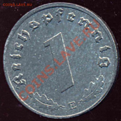 1 Пфенниг 1945 года-Е-Цинк-очень редкий - цинк