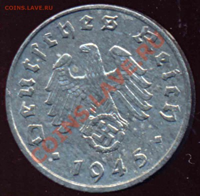 1 Пфенниг 1945 года-Е-Цинк-очень редкий - цинк-1