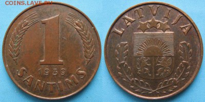 13.Разная инострань по фиксу - 13.20.-Латвия 1 сантим 1939    2821