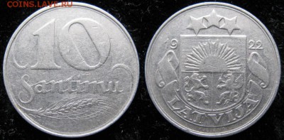 13.Разная инострань по фиксу - 13.30.-Латвия 10 сантим 1922    2788