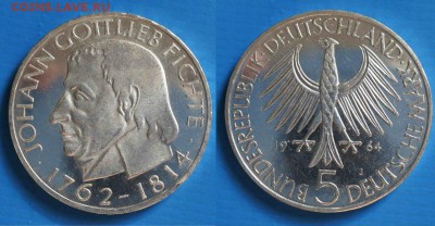 ФРГ 5 марок 1964г ФИХТЕ Пруф до 31.05. 22-00 мск - Lmmz5fQ-2nE