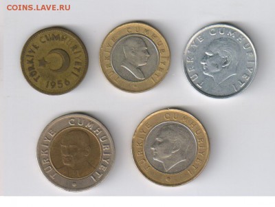 СТАРАЯ ТУРЦИЯ - 5 монет 1956-2009 гг до 06.06.2016г 21-00 - ТУРЦИЯ - 5 шт02