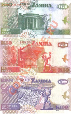 Замбия 20,50,100,500,1000 квача 1992-09 пресс до 15.11 21.00 - Замбия-4