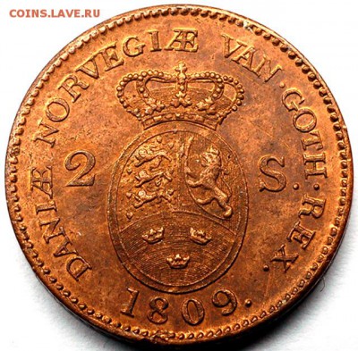 Дания_2 скиллинга 1809. Нечастая монета; до 01.06_22.24мск - 11190