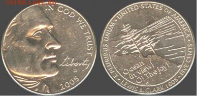 США-5 центов 2005-Выход к океану, до 21.00 мск 08.06.2016 - 5 ЦЕНТОВ 2005 США -ВЫХОД К ОКЕАНУ,  D
