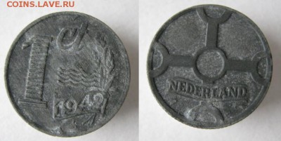 13.Разная инострань по фиксу - 13.64. -Нидерланды 1 цент 1942    084