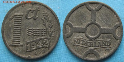 13.Разная инострань по фиксу - 13.65. -Нидерланды 1 цент 1942    424