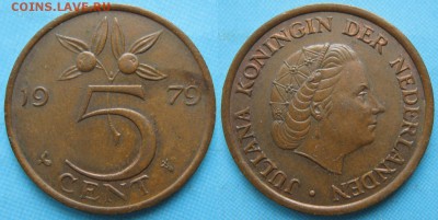 13.Разная инострань по фиксу - 13.74. -Нидерланды 5 центов 1979    3453