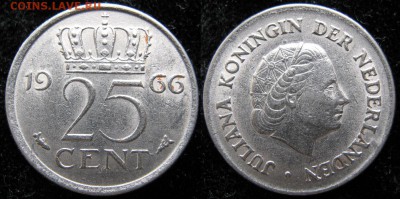 13.Разная инострань по фиксу - 13.75. -Нидерланды 25 центов 1966    3439