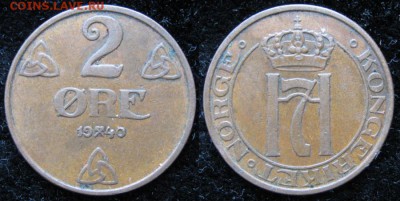 13.Разная инострань по фиксу - 13.84. -Норвегия 2 эре 1940    1368
