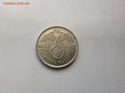 2 рейхсмарки 1938 B, Гинденбург до 6.06. 22.30 - image