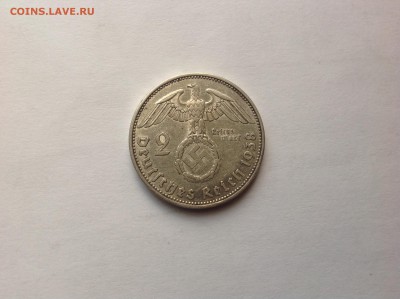 2 рейхсмарки 1938 A, Гинденбург до 6.06. 22.30 - image