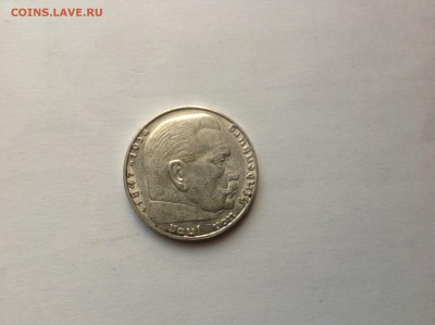 2 рейхсмарки 1939 J, Гинденбург до 6.06. 22.30 - image