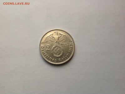 2 рейхсмарки 1937 D, Гинденбург до 6.06. 22.30 - image