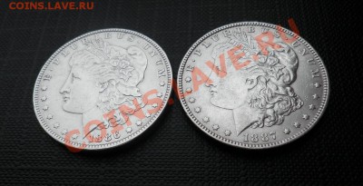 США, доллары, серебро, 1886 и 1887 гг. - US.1D.1886.1887