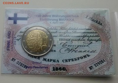 2 Евро Финляндия 2010 150 лет марке коинкарта до 7.06.2016 - 111