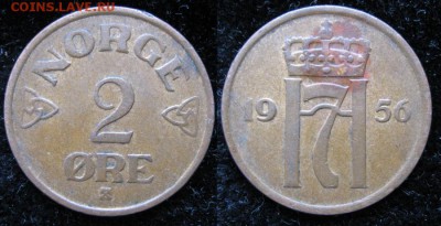 13.Разная инострань по фиксу - 13.91. -Норвегия 2 эре 1956    1364