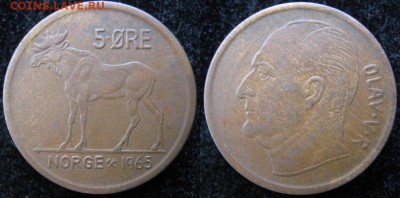 13.Разная инострань по фиксу - 13.98. -Норвегия 5 эре 1965    521н