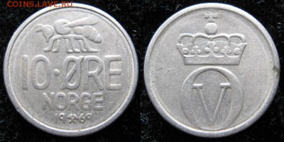 13.Разная инострань по фиксу - 13.102. -Норвегия 10 эре 1969    3441
