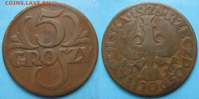 14.Разная инострань по фиксу - 14.3. -Польша 5 грош 1928   3476