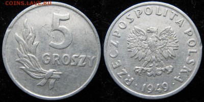 14.Разная инострань по фиксу - 14.21. -Польша 5 грош 1949 Al    3464