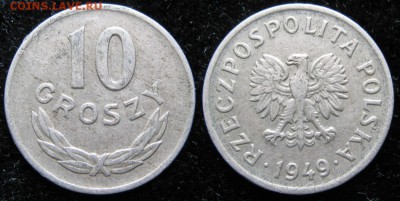 14.Разная инострань по фиксу - 14.23. -Польша 10 грош 1949 Cu-Ni    3474