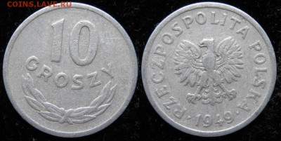 14.Разная инострань по фиксу - 14.25. -Польша 10 грош 1949 Al    3481