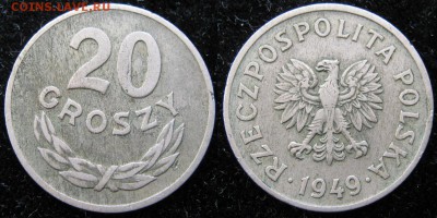 14.Разная инострань по фиксу - 14.28. -Польша 20 грош 1949 Cu-Ni    3469