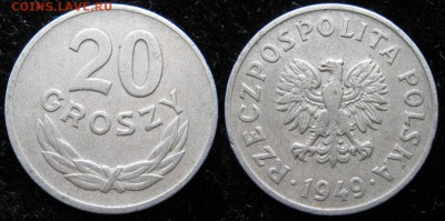 14.Разная инострань по фиксу - 14.29. -Польша 20 грош 1949 Cu-Ni    3472