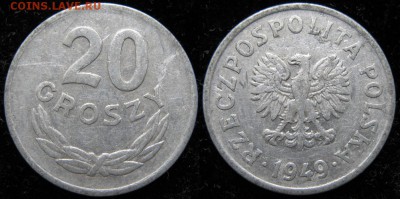 14.Разная инострань по фиксу - 14.30. -Польша 20 грош 1949 Al    3478