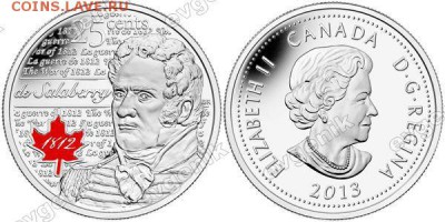Польша-США-КАНАДА-19-20-РОССИЯ-Португалия-Казахстан - ca_25cents_2013_de_salaberry_colour_pic