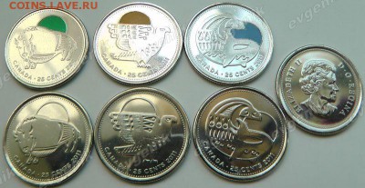 Польша-США-КАНАДА-19-20-РОССИЯ-Португалия-Казахстан - ca_25cents_2011_set_bison_falcon_orca