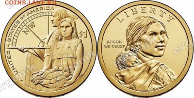 Польша-США-КАНАДА-19-20-РОССИЯ-Португалия-Казахстан - us_1_dollar_sacagawea_2014_lewis_and_clark_expedition