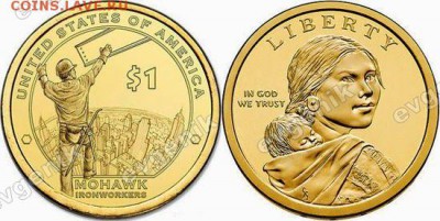 Польша-США-КАНАДА-19-20-РОССИЯ-Португалия-Казахстан - us_1_dollar_sacagawea_2015_mohawk_ironworkers
