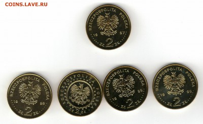 Польша 2zł Юбилейка 1997,1999гг 5 монет - 105352_scan