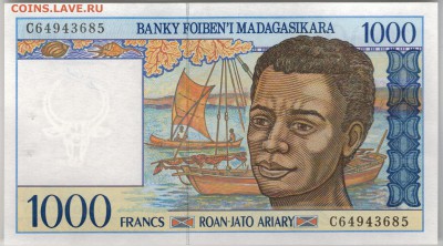 Мадагаскар 1000 франков 2004 до 13.06.16 в 22.00мск (В588) - 1-мад2