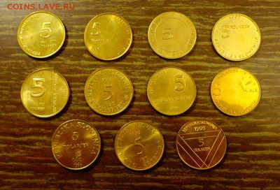 СЛОВЕНИЯ - 5 толарев ПОЛНЫЙ КОМПЛЕКТ 11 штук до 14.06, 22.00 - Словения 5 толаров набор 11 шт.1