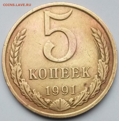 5 коп 1991 г М. Брак. Окон 14.06.16 в 21.00мск - ревер